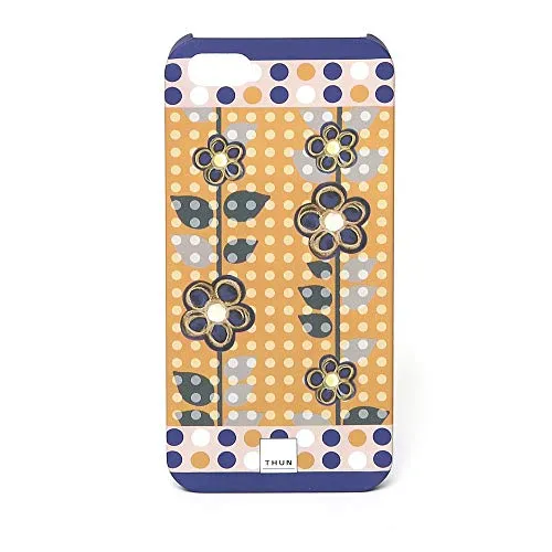 THUN - Cover iPhone 5 Tokyo Flower, Cover Telefono con Fiori Gialla e Viola - Policarbonato