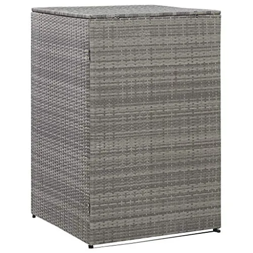 vidaXL Copri Bidone Singolo per Rifiuti Copertura per Pattumiera Protezione Secchio della Spazzatura Antracite 76x78x120 cm Polyrattan