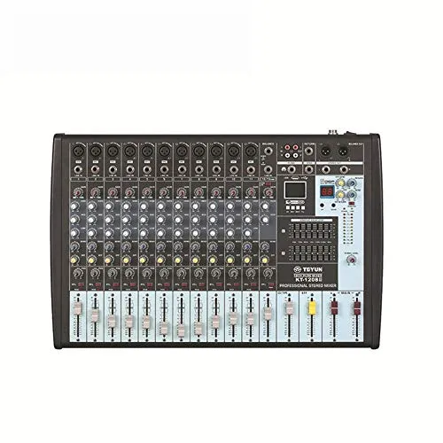 Lisansang Analog Mixer Stazione Pure 12-Canale Professionale Powered Mixer con MP3 16 Tipi di Effetti DSP con 7 Bande Balanced Tuner Supporto USB/SD Card Design Robusto