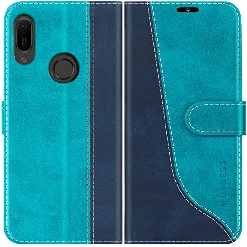 Mulbess Cover per Huawei Y6 2019, Cover Honor 8A, Custodia Huawei Y6 2019, Custodia Pelle con Magnetica per Huawei Y6 2019 / Honor 8a Libro Case, Blu Mint