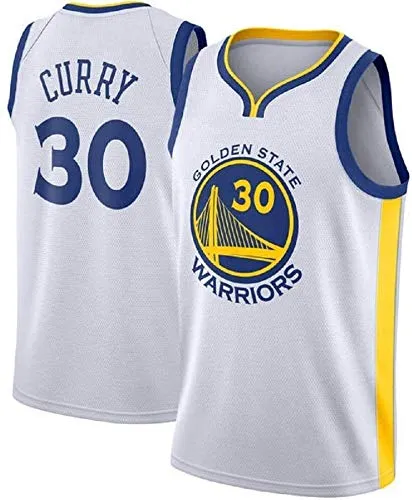 Dll Maglie Uomo - NBA Golden State Warriors # 30 Stephen Curry Mesh Jersey di Pallacanestro Swingman Edizione Unisex T-Shirt Senza (Color : White, Size : XXL (190cm/95-110kg))