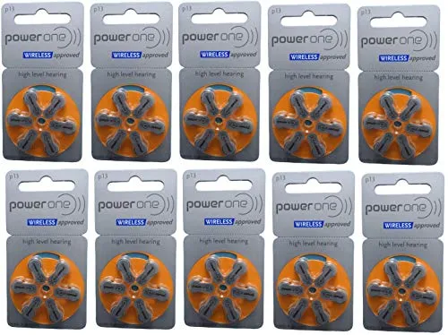 PowerOne P 13 - Batterie per apparecchi acustici PR48, 310 mAh, 1,45 V, 60 Pezzi