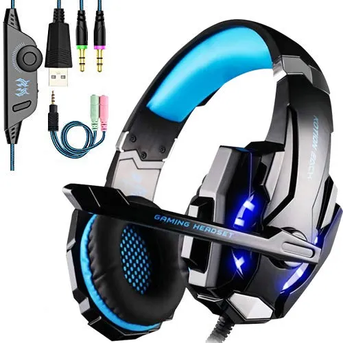 Each Cuffie Gaming per ps4, G9000 Cuffie con Microfono, Cuffie da Gioco con 3.5mm Jack LED, Cuffie Gaming pc con Stereo e Controllo Volume Gaming Headset per PS4/Xbox One/Nintendo, Switch/PC/Laptop