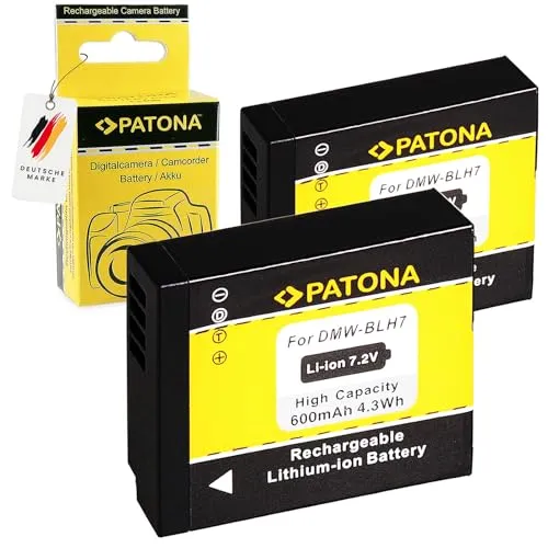 PATONA 2x Batteria DMW-BLH7 / BLH7E Compatibile con Panasonic Lumix DMC-GM1 DMC-GM5 DMC-GF7 DC-GX800 DMW-LX15
