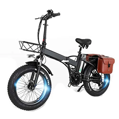 GW20 Bicicletta elettrica pieghevole Fat Bike da 20 pollici Mountain Bike 48V Potente batteria al litio Bici elettrica servoassistita (Plus Borsa, 20Ah)