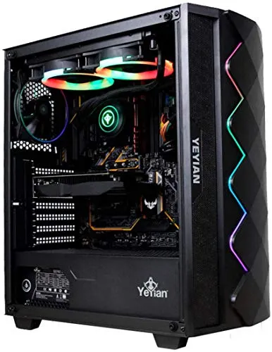 YEYIAN Gaming PC Case Abyss 2500, Mid-Tower, ATX, M-ATX, ITX, EATX, Audio HD, 2 USB 3.0 e Audio in, pannello laterale in vetro temperato, illuminazione ARGB (nero)
