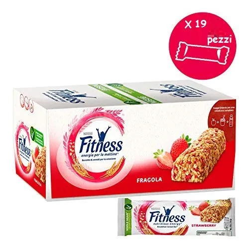 FITNESS Fragola Barretta di Cereali frumento integrale al Gusto Fragola, 19 Pezzi