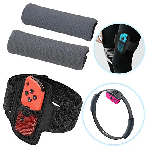 Ring Fit Adventure - Cinghia da gamba e 2 impugnature ad anello per Nintendo Switch (ring con e joy-con, non inclusi), fascia sportiva con anelli antiscivolo (grigio)