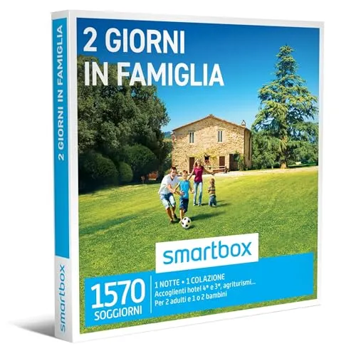 smartbox - Cofanetto Regalo 2 Giorni in Famiglia - Idea Regalo Originale - 1 Notte con Colazione per 2 Adulti e 1 o 2 Bambini