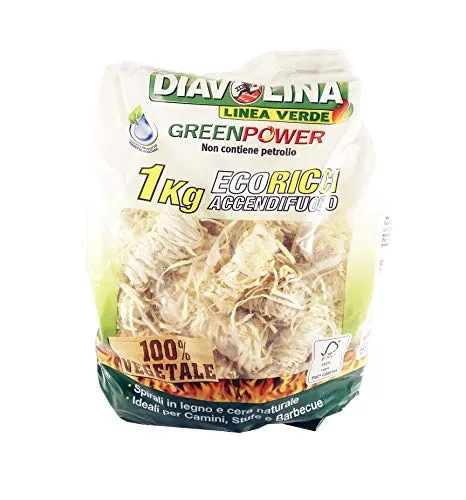 Diavolina Accendi Fuoco Eco-ricci 100% Vegetale Greenpower Camini Stufe 1 Kg