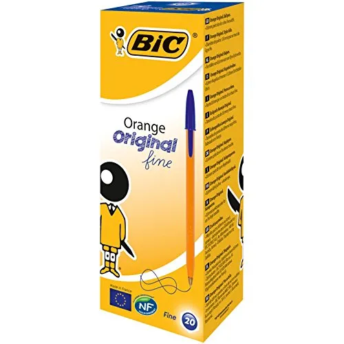 BIC 8099221 Orange Original Fine Penna a sfera, 0.8 mm, 20 pezzi, Blu
