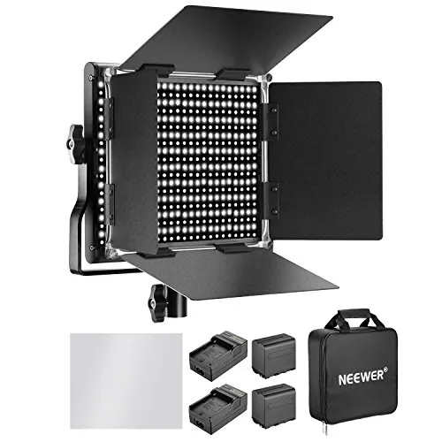 Neewer 660 LED Video Light Bicolore 3200-5600K CRI 96+Regolabile con Batteria Ricaricabile 6600mAh Caricabatteria Staffa U Barndoor per Fotocamera Foto Studio Ripresa YouTube Video Nero