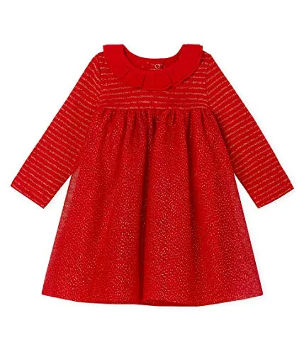 Petit Bateau Robe Ml_5113601 Vestito, Multicolore (Terkuit/or 01), 86 (Taglia Produttore: 18M/81centimeters) Bimba