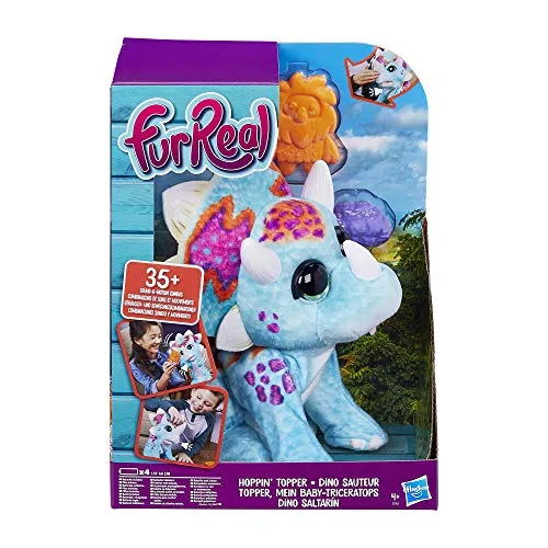 Hasbro FurReal Friends E7963EU4 FurReal Topper, Mein Baby Triceratops, peluche interattivo, più di 35 combinazioni di rumore e movimento, multicolore