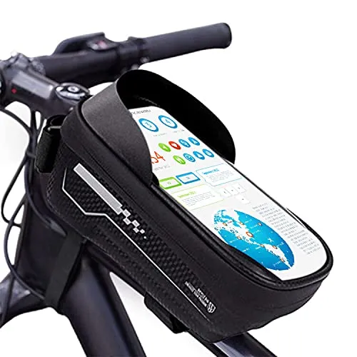 VUENICEE Borsa Bici,Impermeabile Borsa da Manubrio Bici, Supporto da Porta Smartphone,Borse Biciclette per Smartphone,6.5 Pollici TPU Touch Screen.