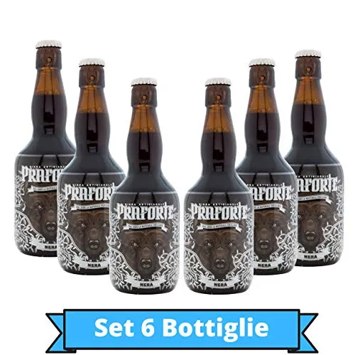 Praforte Nera - Birra Scura - Stout Dolce Doppio Malto Artigianale ad Alta Fermentazione - Confezione da 6 bottiglie da 50 cl