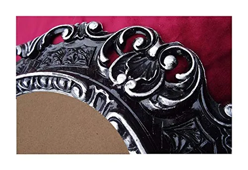Lnxp - Cornice portafoto Antin barocco, colore: nero/argento, Dualcolor 45 x 38 cm, ovale, per foto da 28 x 22 cm o 22 x 28 cm