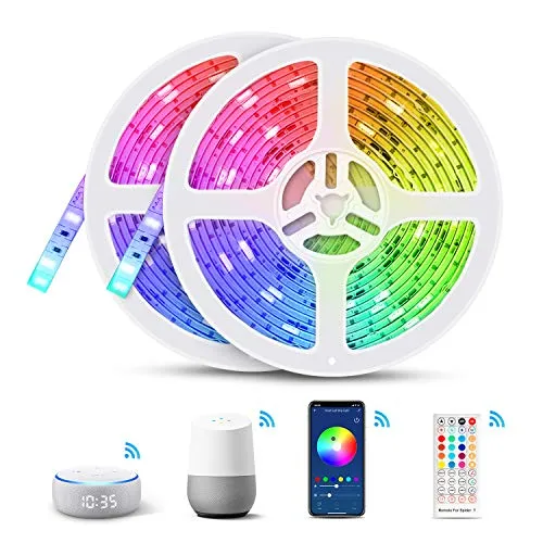 10M WIFI Striscia LED Alexa, TASMOR Smart Striscia LED RGB Impermeabile Compatibile con Alexa Echo e Google Home, Smart Nastri LED con Telecomando IR