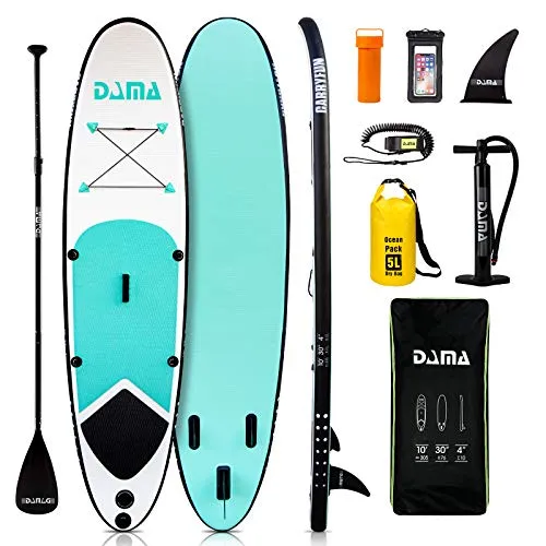 DAMA Inflatable Stand up Paddle Boards (10'), SUP Paddle Board，Kids Board, SUP Paddle Board, Drop Stitch And PVC, Fin,Carry Bag,Paddle,Hand Pump,Leash,all Round Board，Green