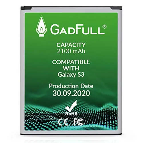 GadFull Batteria compatibile con Samsung Galaxy S3 | 2020 Data di produzione | Corrisponde al EB-L1G6LLU originale | Compatibile con Galaxy S3 i9300 | Galaxy S3 LTE i9305