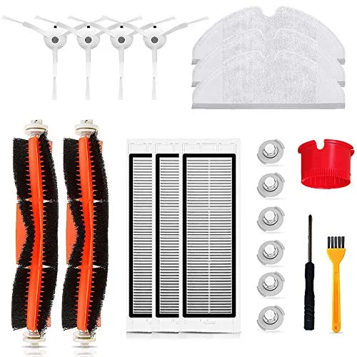 Queta 21 Pezzi Accessori di Kit per Xiaomi Roborock S4/ S5/ S5 Pure/ S5 Max/ S6/ S6 Pure/ S6 MaxV/ E2/ E3/ E4, Accessori di Ricambi per Xiaomi Mi Robot Aspirapolvere S4 S5 S5 Max S50 S6 S6 Max S60