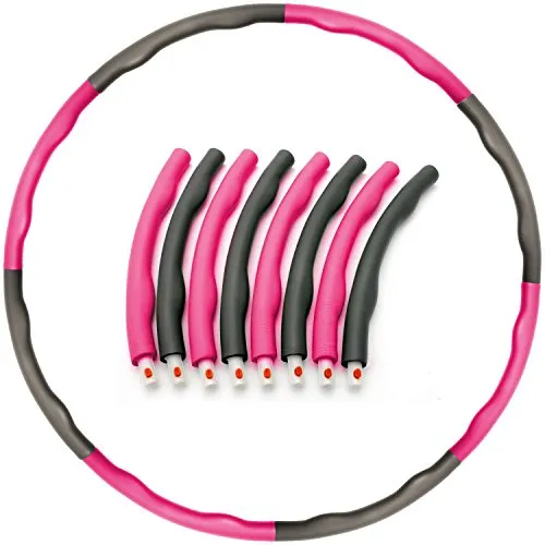 CampTeck U6845 8 Sezioni Cerchio Hula Hoop Pesante 1.5kg Ricoperto di Gomma Schiuma per Esercizio Fitness Allenamento Addominali, Diametro 100cm - Rosa/Grigio