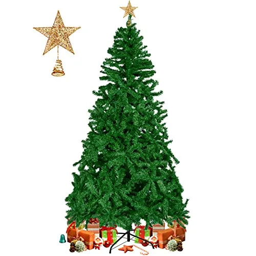 Gosear Albero di Natale con Puntale Albero Natale a Forma di Stella,1000 Punte del Ramo, Verde (210cm)