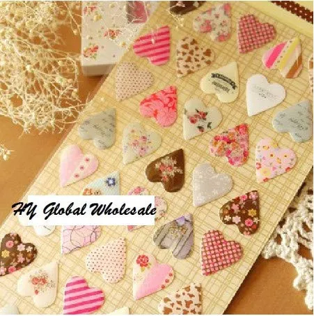 TTBH New Novelty 3D Heart Style Quality PVC Sticker/DIY Multifunction Label/Mobile Stickers/Scrapbooking School Office Stationery
