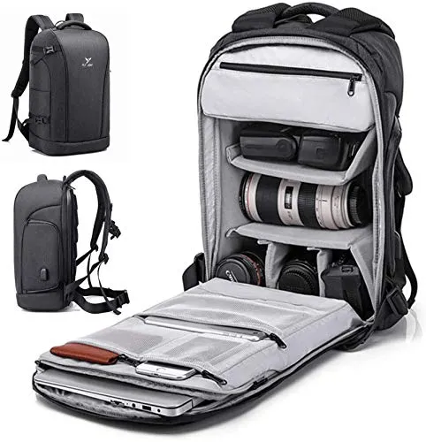 BAIGIO Zaino per Fotocamera Professionale, Borsa Foto Impermeabile Porta Reflex Laptop Canon Nikon Treppiede Accessori (Nero)