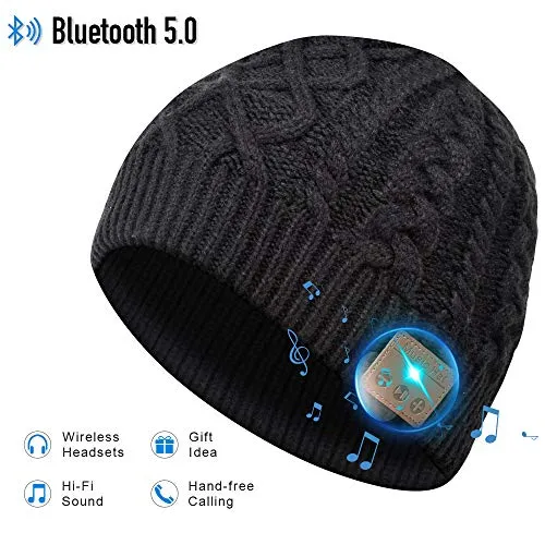 Bluetooth Beanie Hat, 5.0 Cappello Bluetooth, Cuffie a Cuffia wireless con Altoparlanti Stereo HD e MIC Incorporato, Lavabile Running Hat per Uomo Regali, Elettronici Regali di Natale per uomo/donna