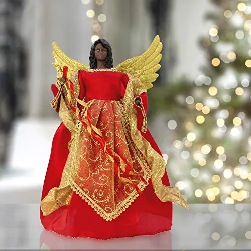 The Christmas Workshop Angelo Albero di Natale, Colore: Rosso e Oro, 30 cm di Altezza