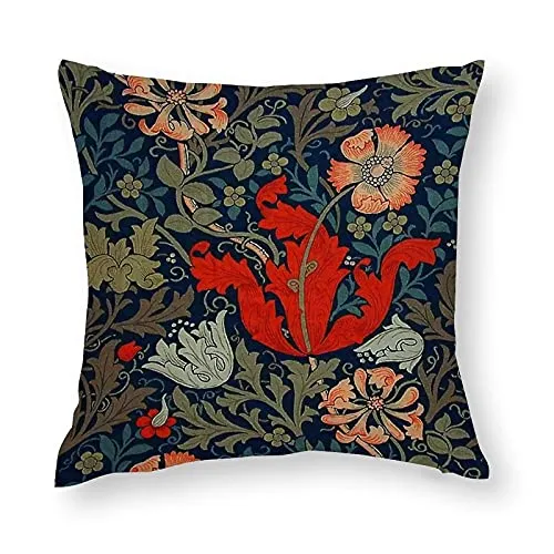 Federa decorativa per cuscino con William Morris Compton, 45 x 45 cm, in cotone, con cerniera nascosta, super morbida, per divano, letto, ufficio, auto