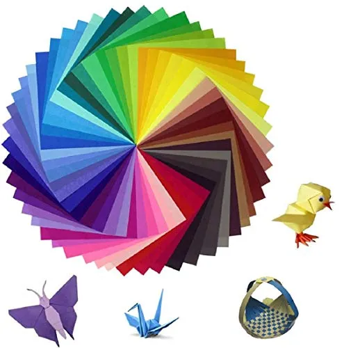 Carta per origami – 150 fogli in 50 diversi colori – Carta per origami 15 x 15 cm, carta pieghevole double face, il set più colorato con carta per origami fai da te