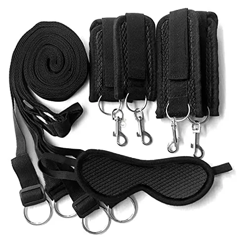 Aradic Bõndägë kit Per coppie BD-SM set sēsso accessori per coppia, nuovi accessori per massaggi di coppia, materiale confortevole, 4 set di bundle bondage neri