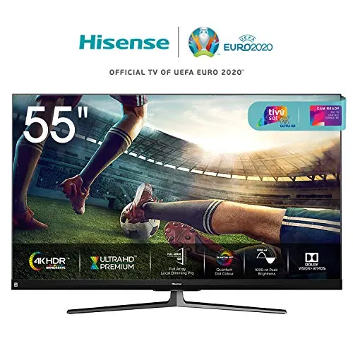 Hisense 55U81QF Smart TV ULED Ultra HD 4K 55", Quantum Dot, Dolby Vision HDR, HDR10+, Dolby Atmos, Full Array Local Dimming, Alexa integrata, Tuner DVB-T2/S2 HEVC Main10 [Esclusiva Amazon - 2020]
