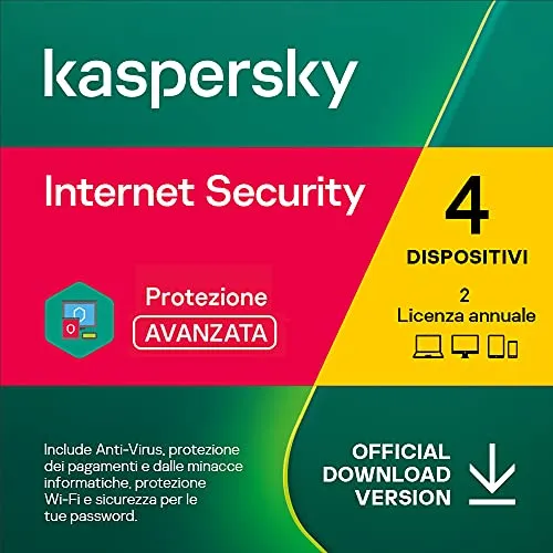 Kaspersky Internet Security 2022 | 4 Dispositivi | 2 Anni | PC / Mac / Android  | Codice d'attivazione via email