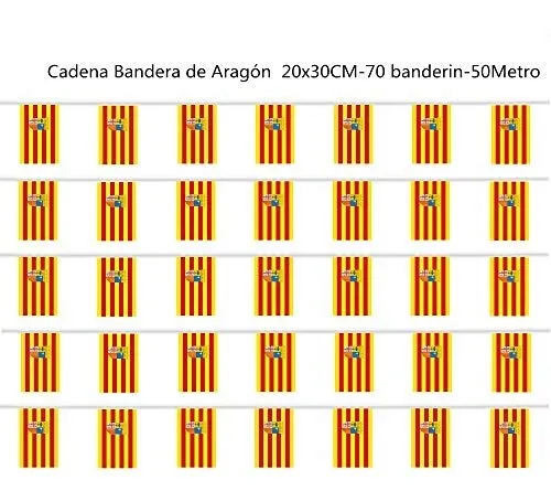 Durabol - Catena con bandierina di Aragon, Comunità autonome della Spagna 70 bandierine 20 x 30 cm - 50 metri (ragolo)