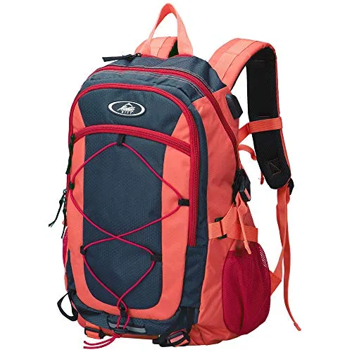 Monzana Zaino da escursione 25L impermeabile trekking USB escursionismo viaggio outdoor borsa da viaggio campeggio sportivo rosso