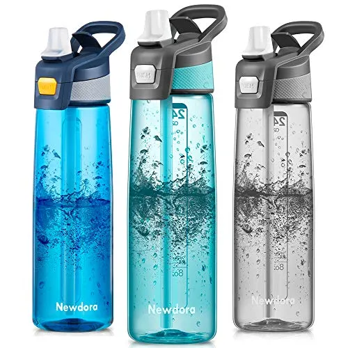 Newdora Borraccia Sportiva Senza BPA 750ml/24oz, Bottiglia Acqua a Prova di perdite con Una Spazzola per la Pulizia, Borracce per Corsa, Bambini, Scuola, Sport, Allaperto, Palestra, Yoga