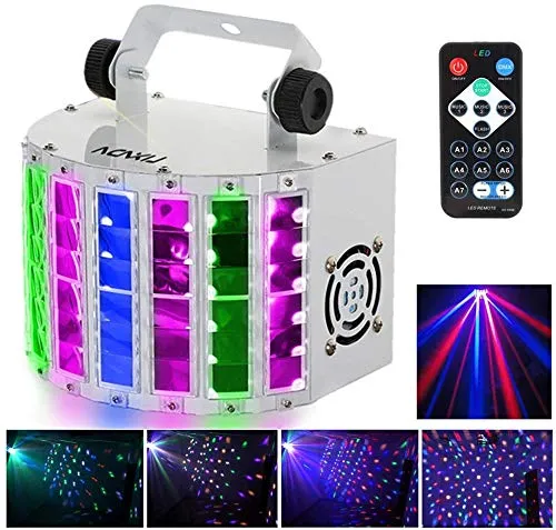 Lixada Luci Discoteca, Fari per Illuminazione Palco 24W RGBW Effetti LED DMX 512 a 7 Canali ad Attivazione e Controllo Vocale Automatico, Proiettore DJ Home KTV