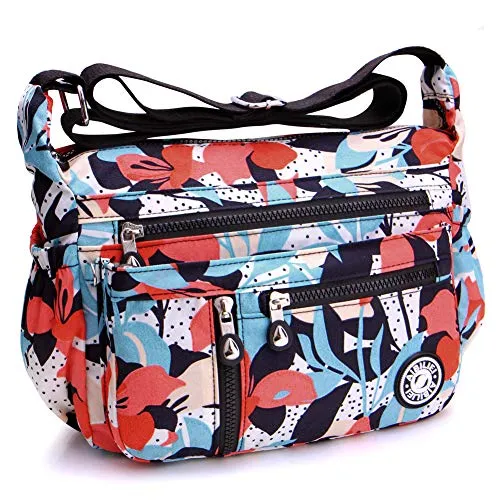 AIBILIEI multi-tasca Moda Borsa Messenger Bag, Squisito Donna Viaggio, Escursioni, Shopping uso Quotidiano(4-Giglio)