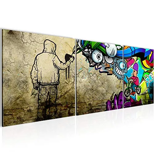 Quadro Graffiti street art 90 x 30 cm - XXL Immagini Murale Stampa su Tela Decorazione da Parete Pronte per l'applicazione - 401934a