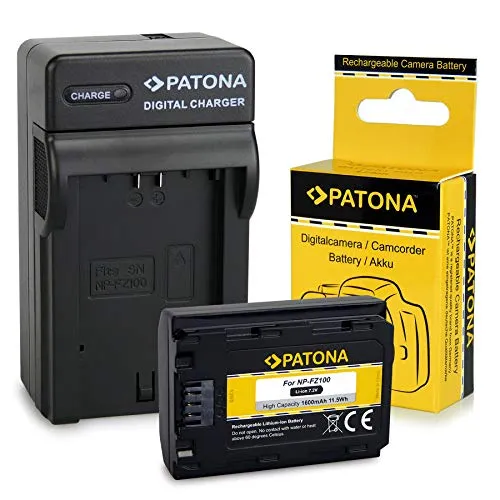 PATONA 3in1 Caricatore + Batteria NP-FZ100 compatibile con Sony Alpha 9 / Alpha 7RM3 / 7M3 / A7 R III/Sony BC-QZ1