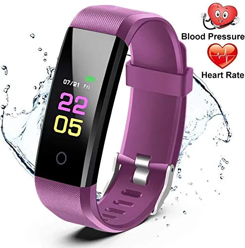 SOULBEST Fitness Activity Tracker - Orologio Braccialetto Smartwatch Impermeabile IP68 Pressione Sanguigna Cardiofrequenzimetro,Contapassi,Podometro Bracciale Bluetooth con Monitor del Sonno (Viola)