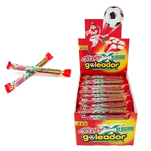 50 CARAMELLE RIPIENE GOLEADOR CHERRY XPLOSION GUSTO CILIEGIA BOX ESPOSITORE