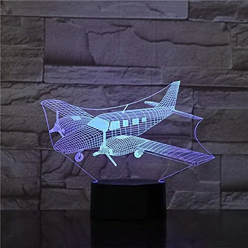 GEZHF Creativo Elica Aereo 3D Lampada di Notte Sette Colori Illusione Regalo Ornamento USB Luce Notturna Camera Da Letto Night Light-r_Remote Touch Switch