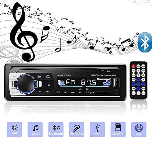 Andven Autoradio Bluetooth, Auto Stereo Audio Ricevitore, 4x60W FM Radio MP3 Player 1 Din, Supporto AUX/SD/USB/Telecomando