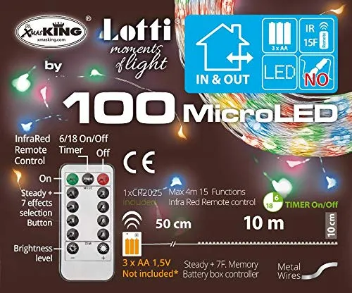 Lotti Catena M 100 Microled Multi 1,5Mm Telecomando Ir 15 Funzioni On-off 8G, Multicolore, 8024199049499