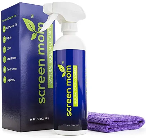 Screen Mom Schermo naturale Kit per la Pulizia 475ml Bottiglia Premium e Panno in Microfibra inclusi