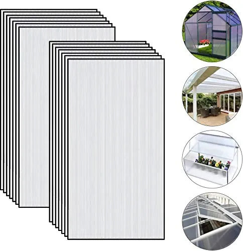 Set di 14 pezzi in policarbonato resistente ai raggi UV per serre da giardino (605 x 1210 x 4 mm)